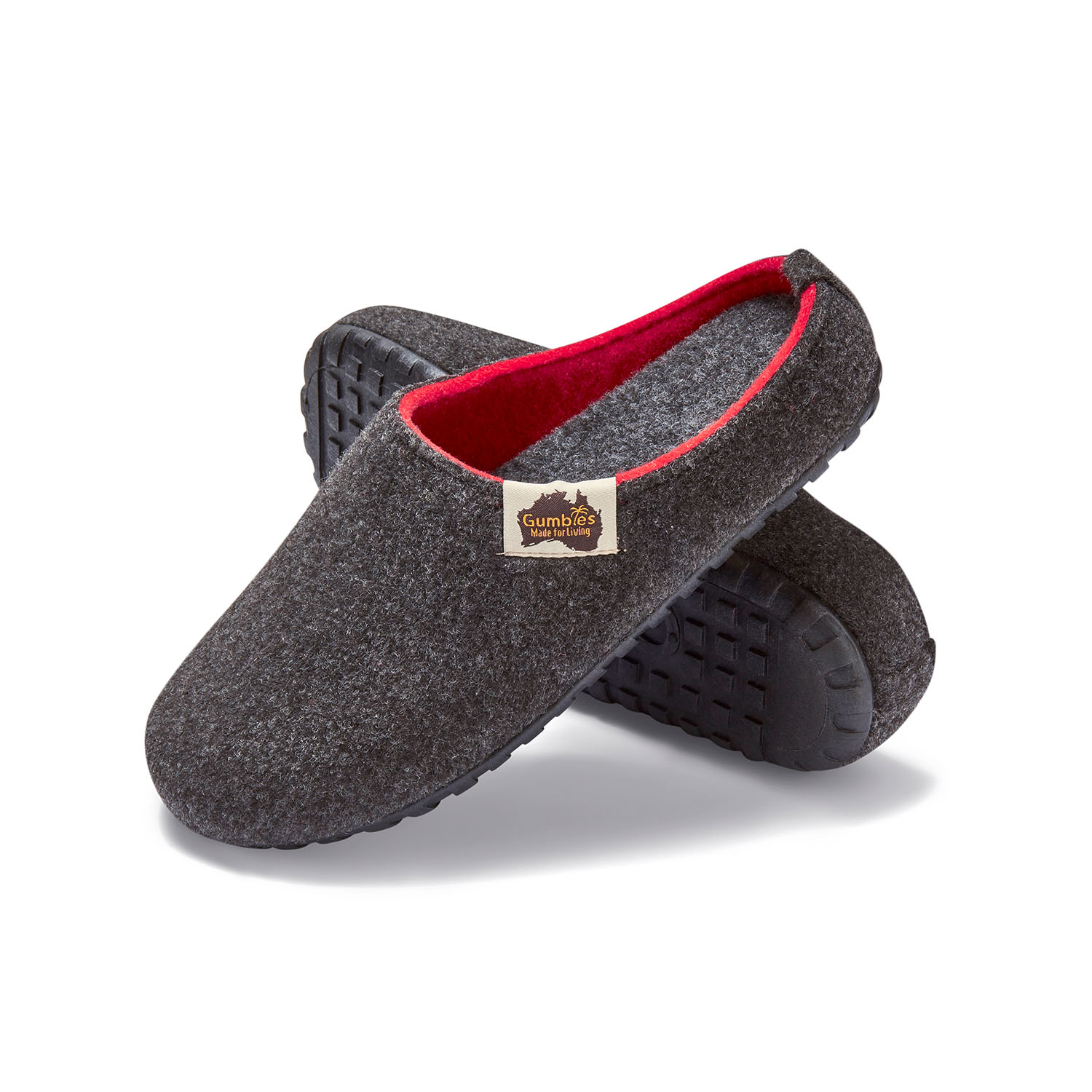 GUMBIES - Outback Slipper, CHARCOAL-RED 